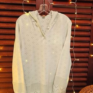 April Cornell Salt Water Taffy Soft Mint Green Sweet Pullover Sweater w/ Hood, M